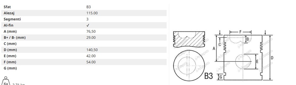 Piston 1930232 Camera de Ardere 54mm