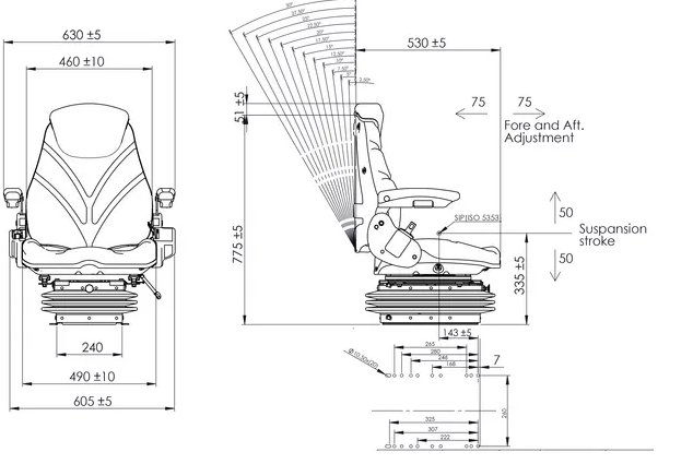 Scaun Material Textil cu Suspensie pe Aer 12V