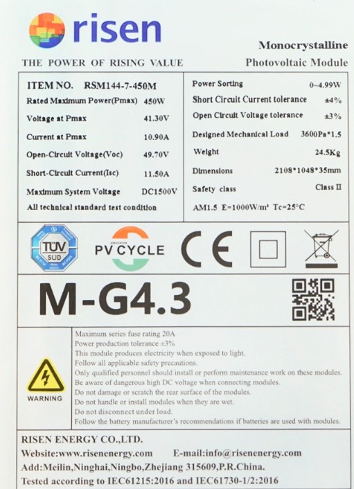 Panou Solar 450W Fotovoltaic