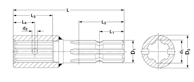Adaptor Priza Z-6/6 1 3/4-6-1 3/8-6, L-185mm
