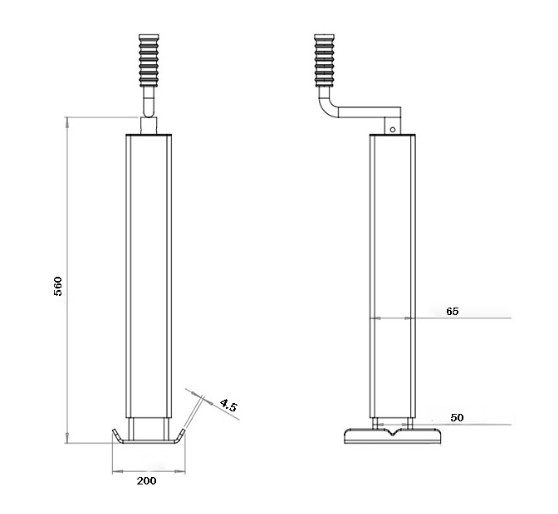 Picior Sprijin Remorca Reglabil cu Manivela 56cm , 3175kg