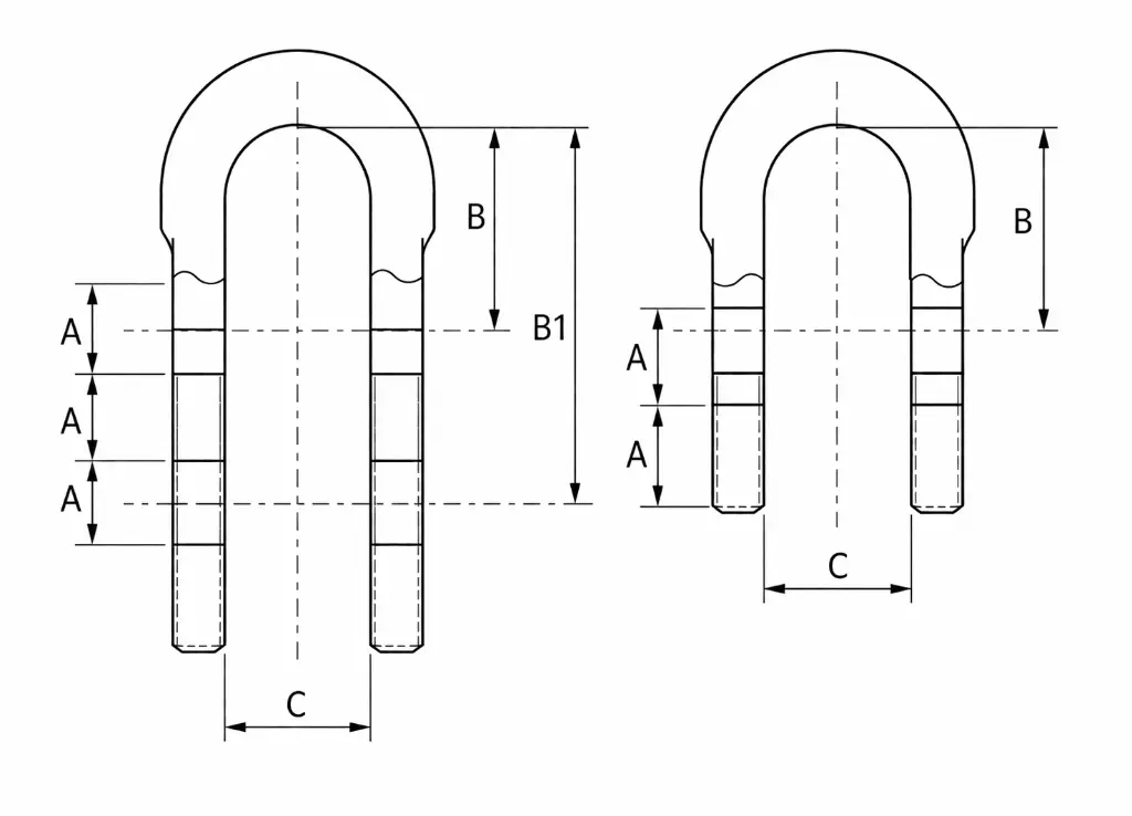 Schită tehnică U-bolt cu dimensiuni.webp