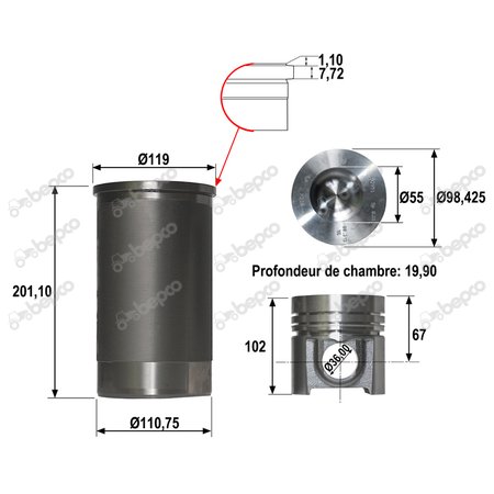 PISTON-LINER KIT Ø 98.425 MM