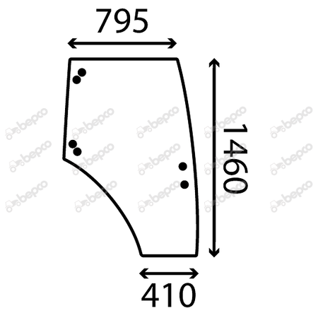 DOOR WINDOW RIGHT - CURVED - TINTED