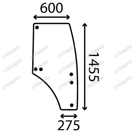 DOOR WINDOW RIGHT - CURVED - TINTED