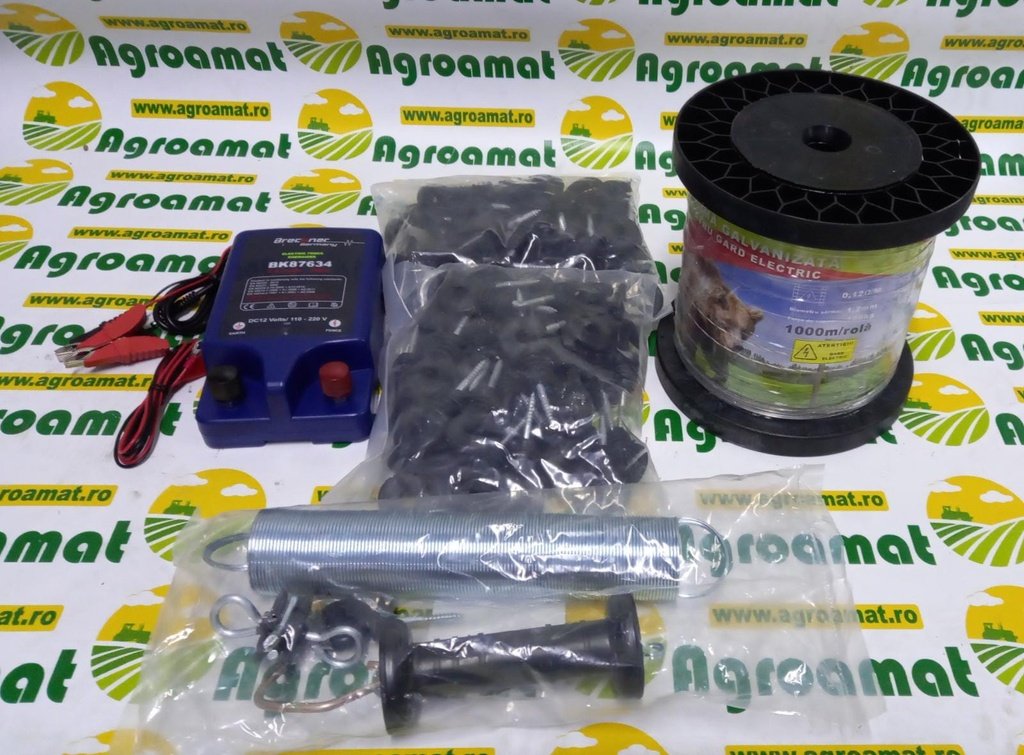 Kit Complet 200V, 2Joule, lungime fir 1000m, 100 Izolatori si Kit Poarta