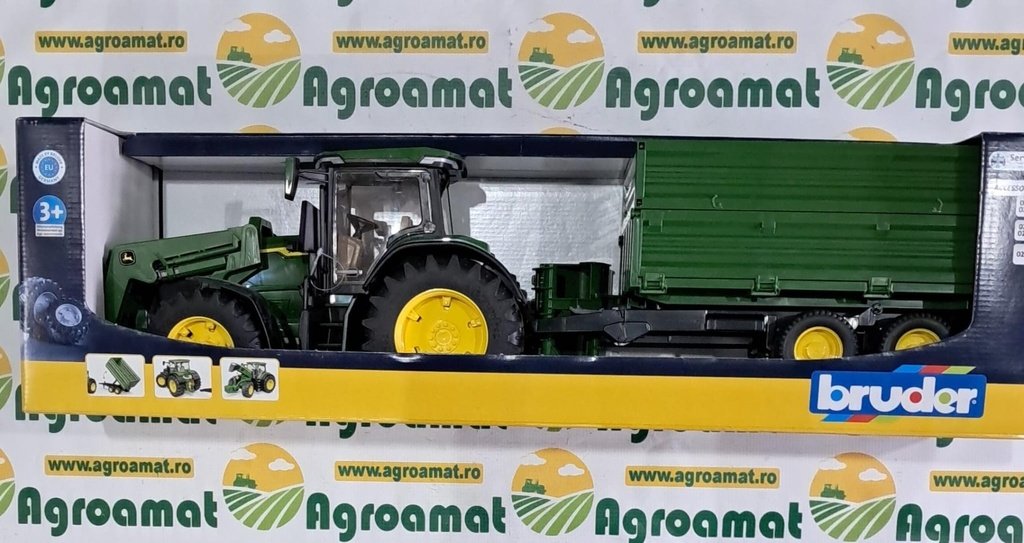 Macheta Tractor cu Incarcator si Remorca