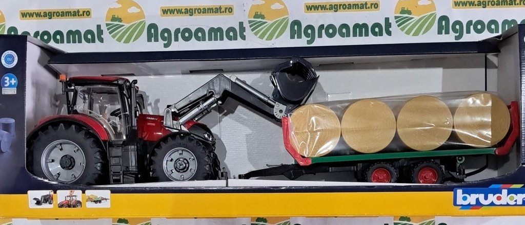 Tractor Case IH Optum 300 CVX cu incarcator frontal si remorca baloti
