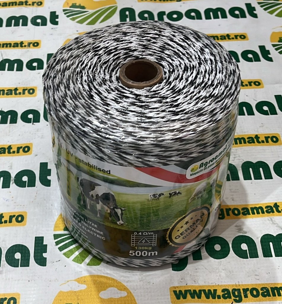 Rola Fir Negru-Alb fi 3mm 5x0.2mm Inox, 500m Gard Electric