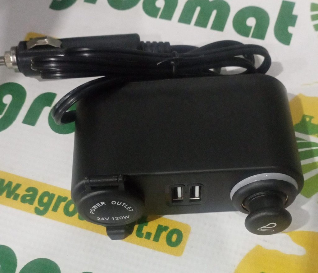 Prelungitor priza Auto cu Priza 24V, Bricheta si 2xUSB