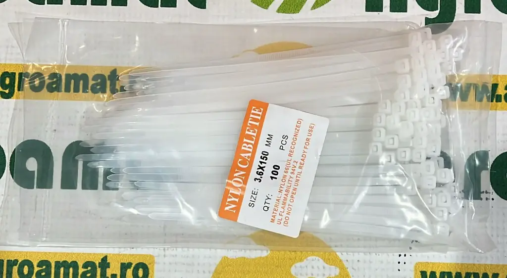 Colier Plastic Alb 3.6x150mm 100 buc/set