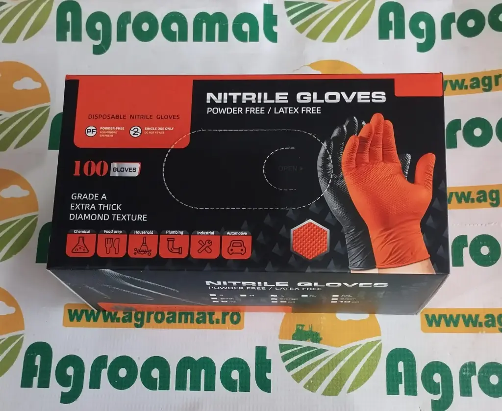 Manusi de Nitril Portocalii 100 Buc L