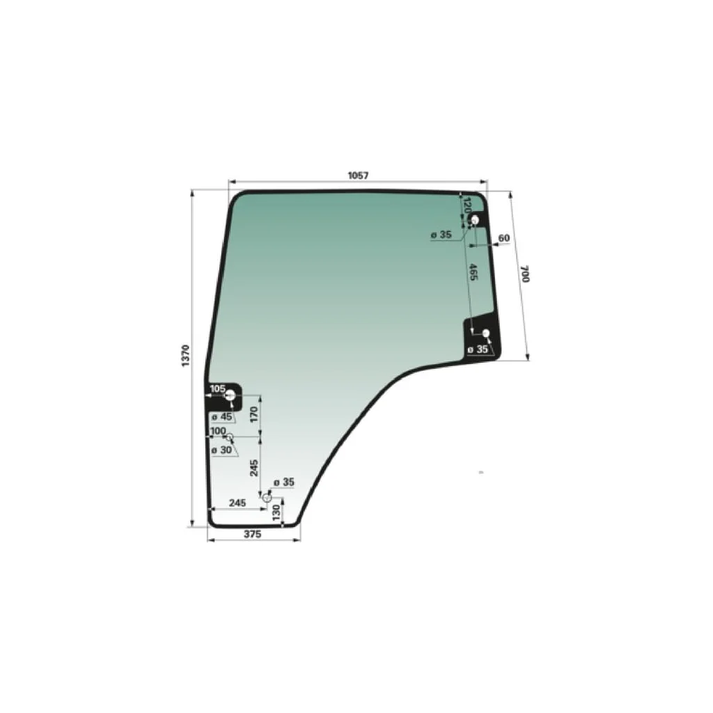 Geam ușă stânga potrivit pentru Deutz-Fahr 00155691040KR