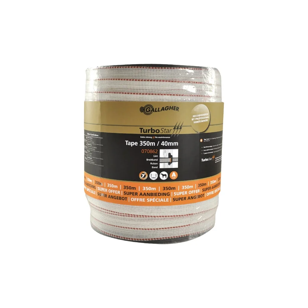 Bandă albă pentru gard 40mm 350m TurboStar 070862GAL