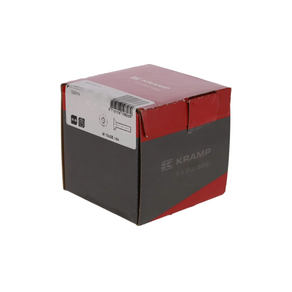Șurub și piuliță de plug M10x25, 1 Nib DIN604 cl. 8.8 10251N