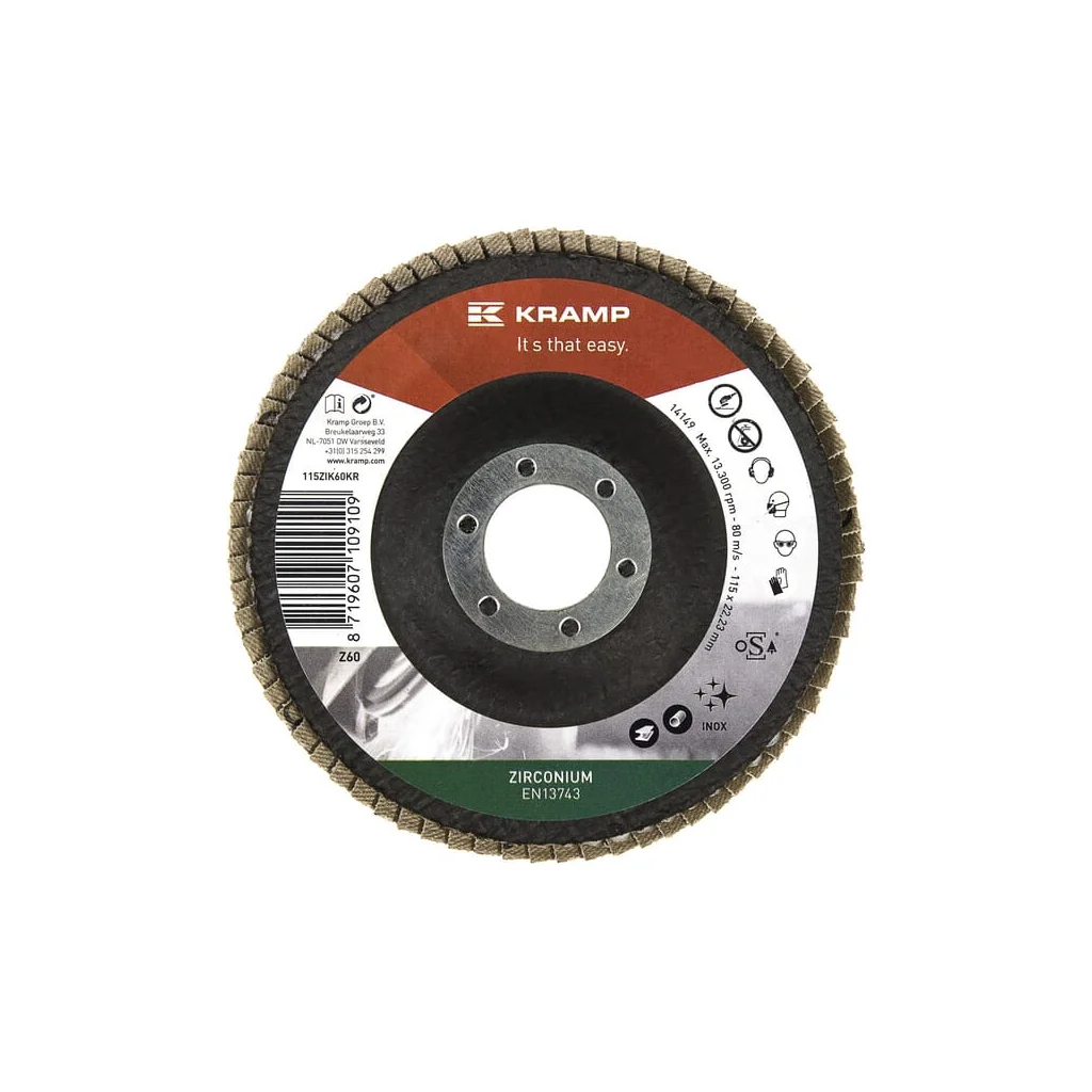 Disc de șlefuire lamelar cu zirconiu 115mm granulație 60 115ZIK60KR