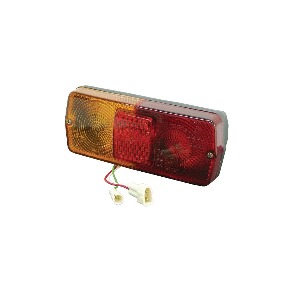 Stop spate RH rectangular, 12V, roșu/galben, prindere cu șurub, 184x76mm mufă AMP, Cobo 1097768