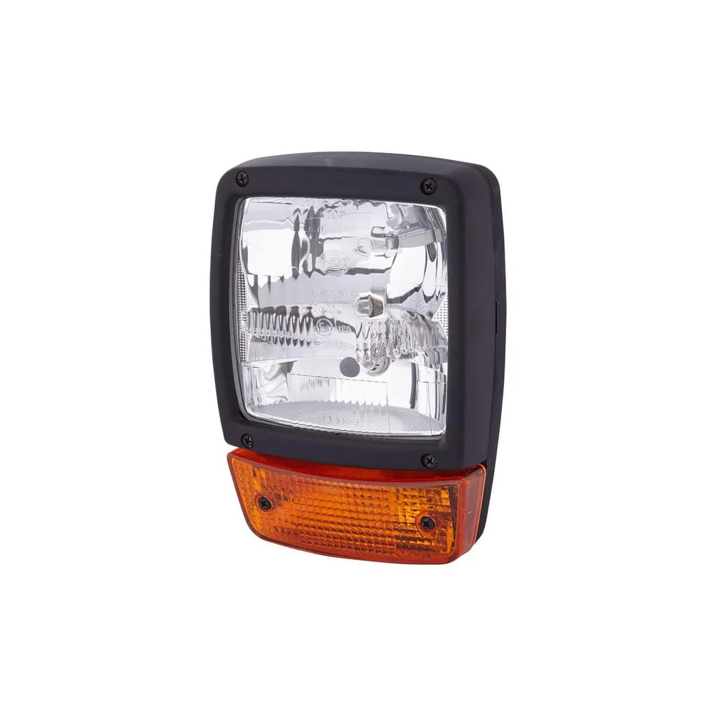 Far halogen pătrată 12V transparent/galben cu șurub 212x150mm mufă AMP 6 poli Hella 1SA996120471