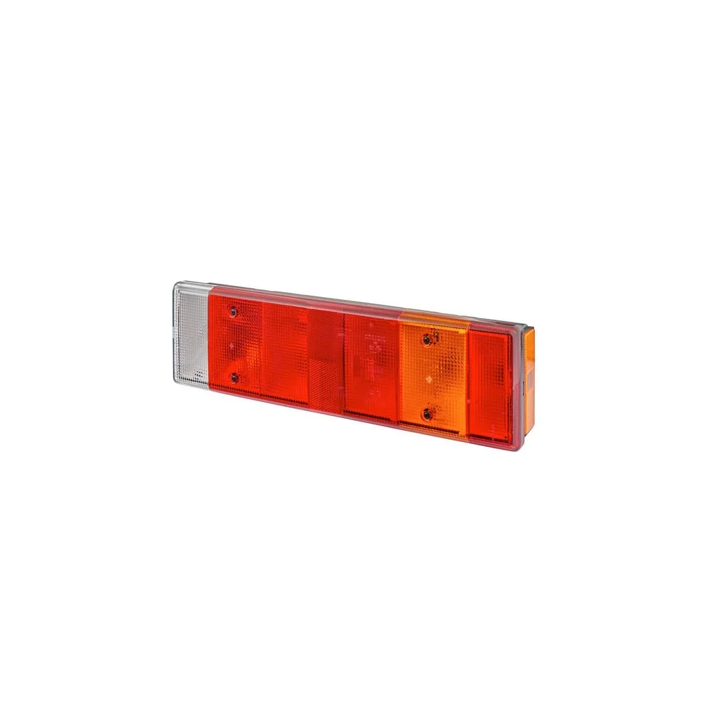 Lumină spate rectangulară, 24V, transparent/chihlimbar/roșu, prindere cu șuruburi, 476x83x131mm, 8 pini, Hella 2VD007323131