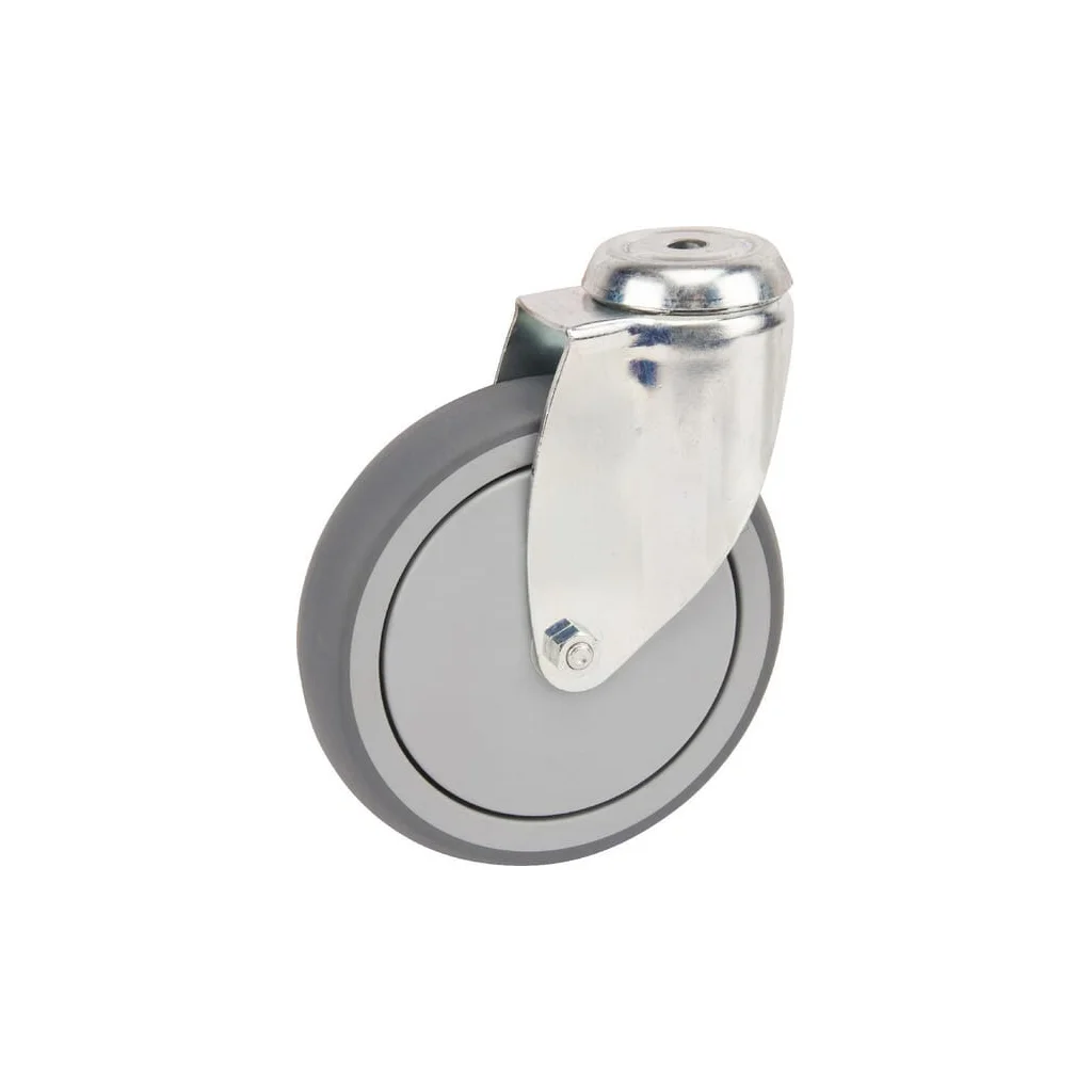 Roată pivotantă cu rolă cauciuc diametru 100x32mm 1 orificiu pentru șurub sarcină 100kg Tente 2470PJP125P3011