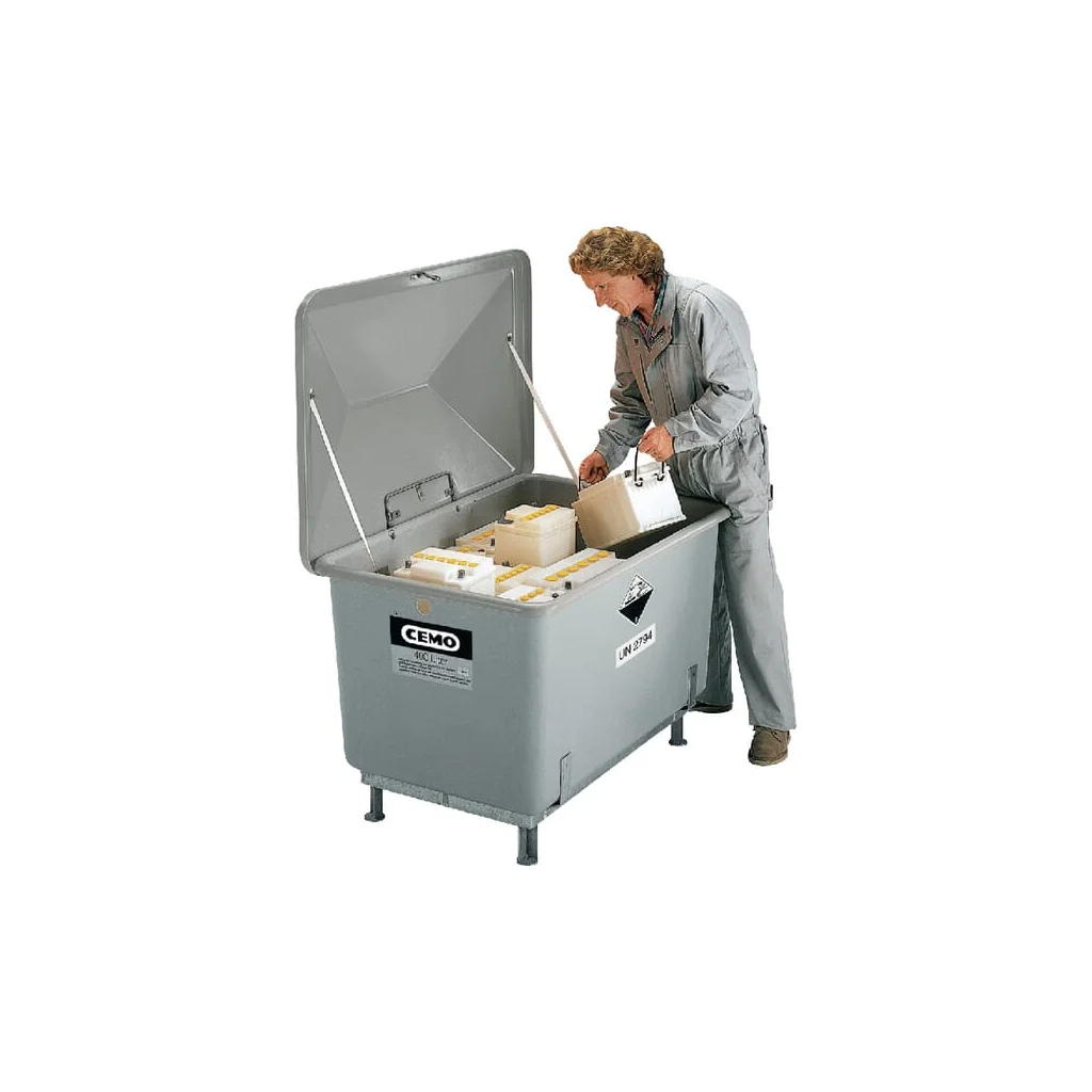 Container colectare baterii uzate fibră de sticlă gri capacitate 200l 890x590x810mm Cemo 3396CEMO