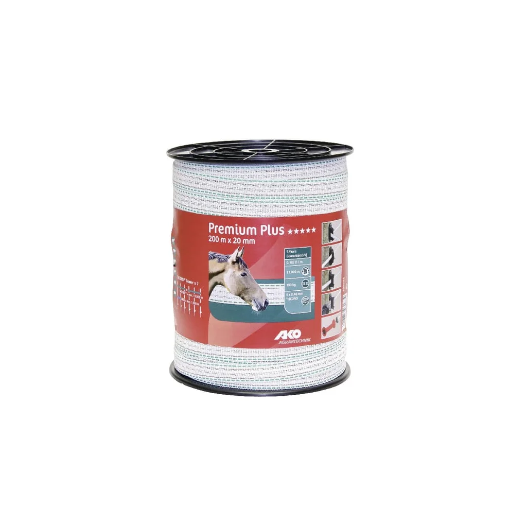 Bandă albă/verde pentru gard 20mm 200m 449124