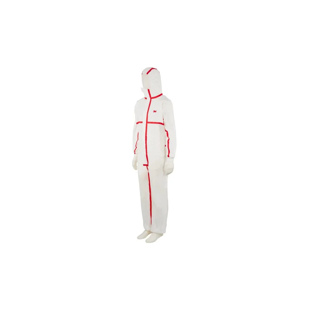 Combinezon de unică folosință 2XL alb/roșu 3M 4565XXL