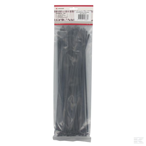 Pachet coliere de prindere din plastic negru, 4,8x300mm, 50 buc.