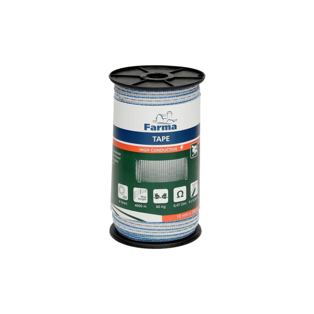 Bandă gard electric 10mm 200m 4x0,30mm conductivitate ridicată 704018FA