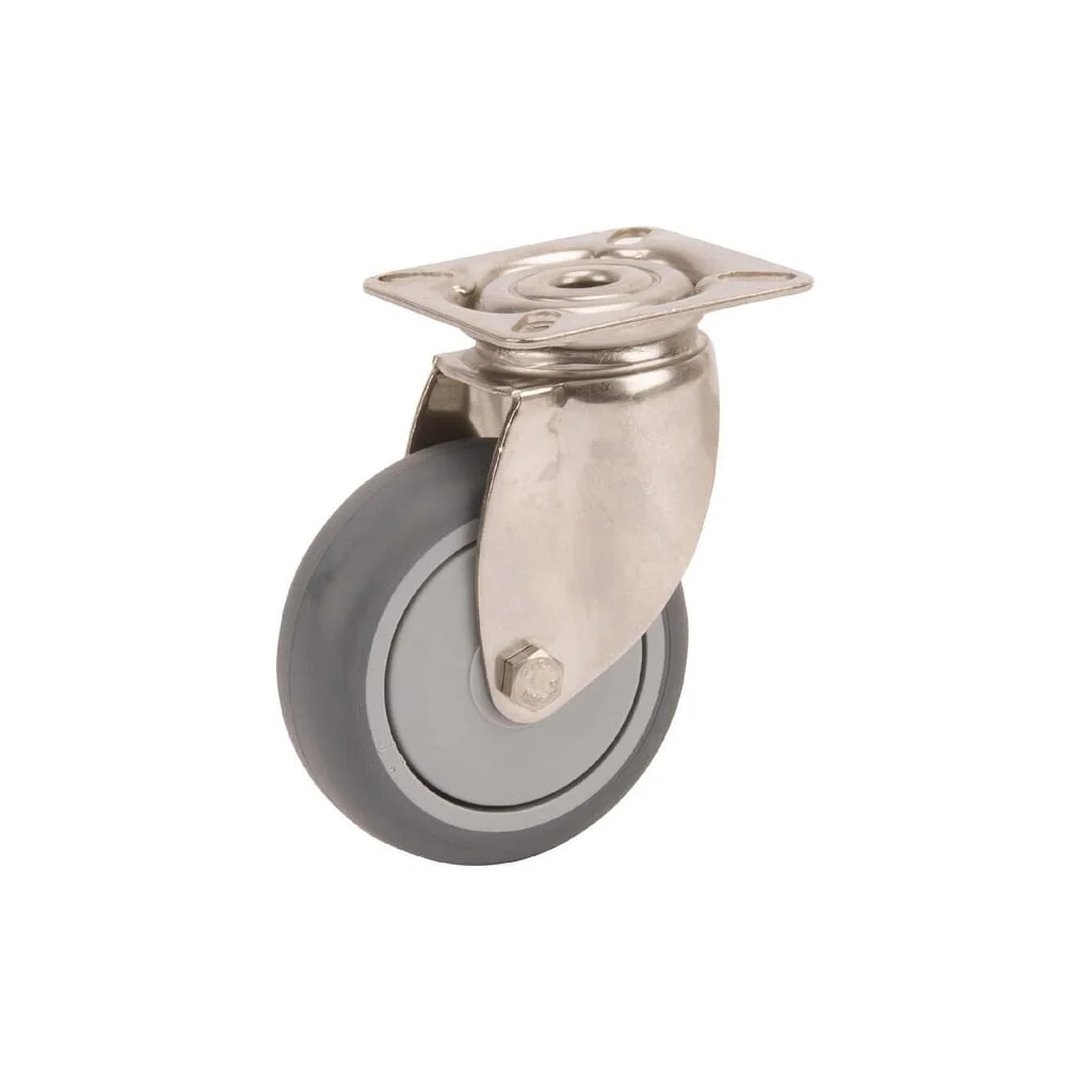 Roată pivotantă cu rolă cauciuc diametru 75x25mm fiting oțel inoxidabil 60x60mm sarcină 75kg Tente 7470PJC075P40