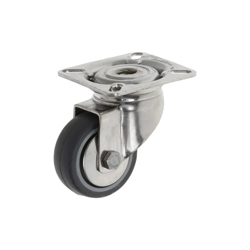 Roată pivotantă cu rolă cauciuc diametru 50x19mm fiting oțel inoxidabil 60x60mm sarcină 50kg Tente 7470PJH050P40