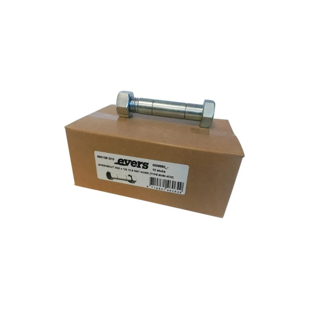 Șurub de forfecare cu piuliță (10x) M20x103 10.9 TIP 4cm dinte 990125Q10