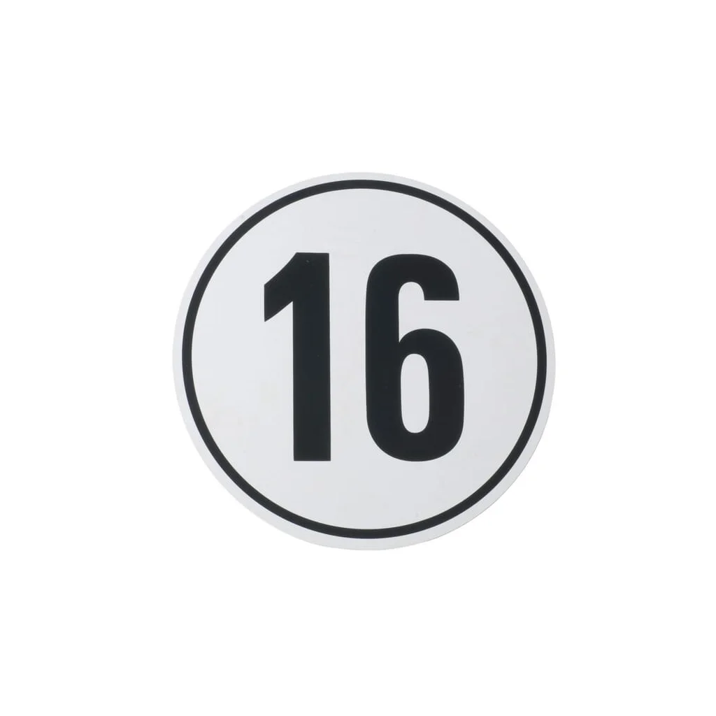 Autocolant limită de viteză vehicul: 16km/h, diametru 200mm BF16