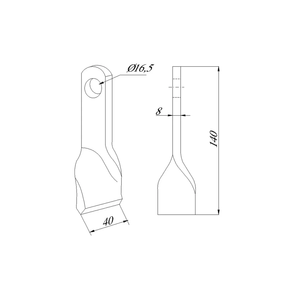 Cuțit tocător curbat 40x140mm potrivit pentru Nobili CK4330