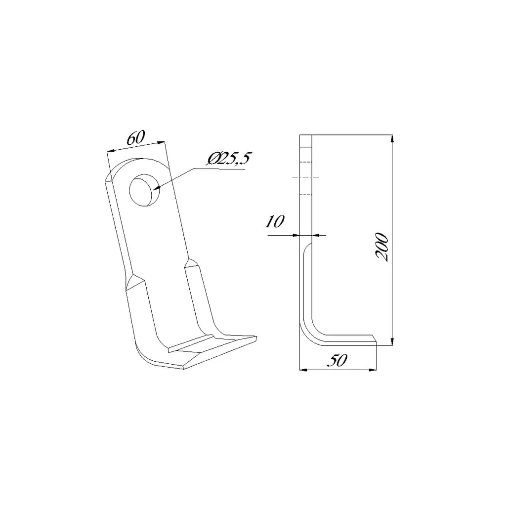 Cuțit tocător 60x200mm potrivit pentru Nobili CK3710