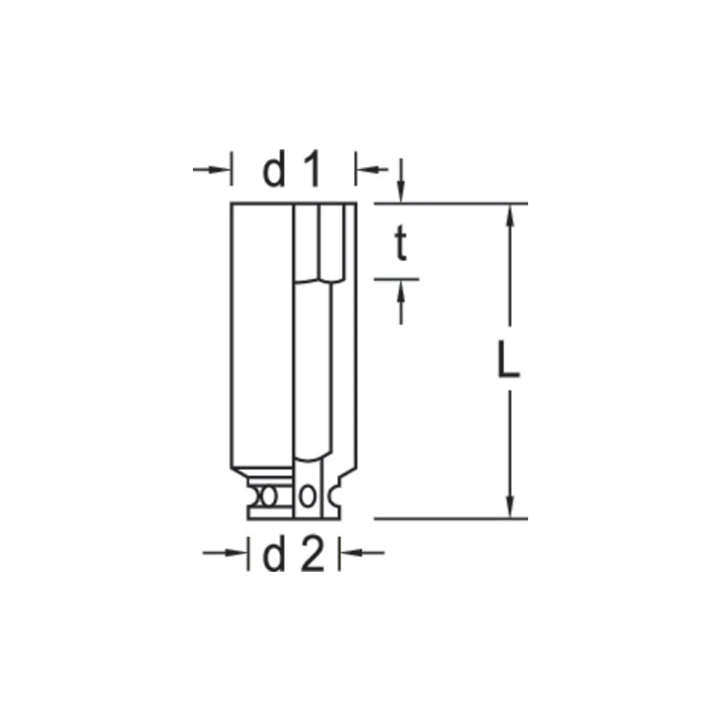 Cheie tubulară de impact 1/2"-21mm L. DPK19L21