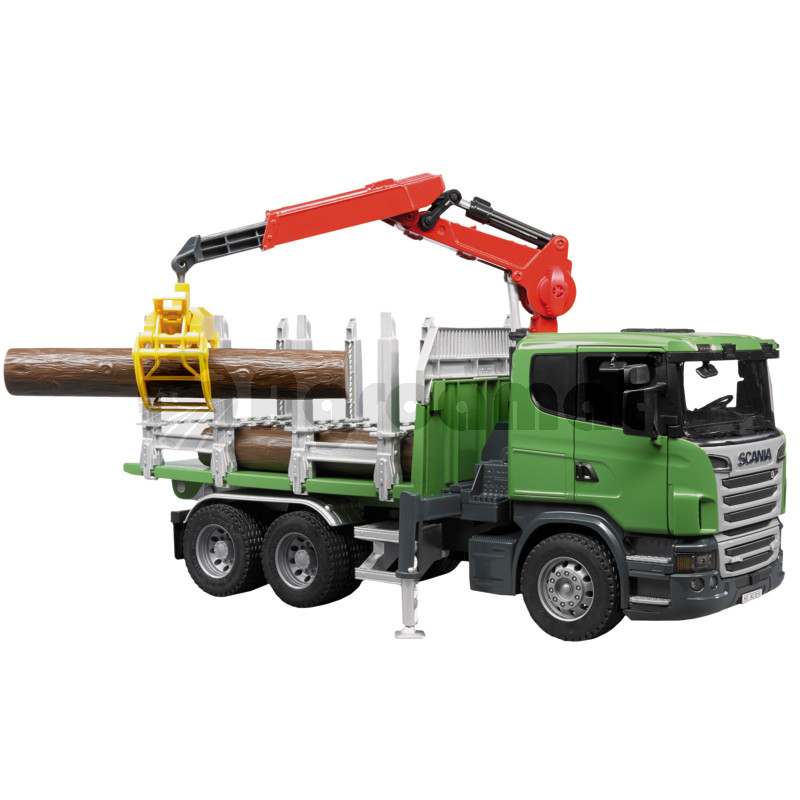 Camion transport lemn cu macara, graifar si 3 busteni