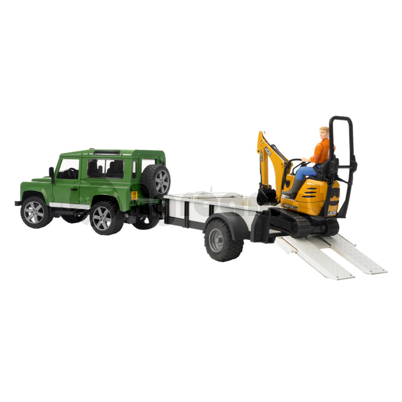 Masina de teren cu remorca 1 ax, excavator mic JCB si muncitor