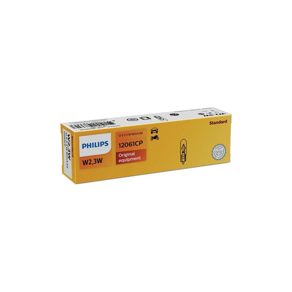 Bec tub incandescent W2.3W 12V 2.3W W2x4.6d alb Philips GL12061CP