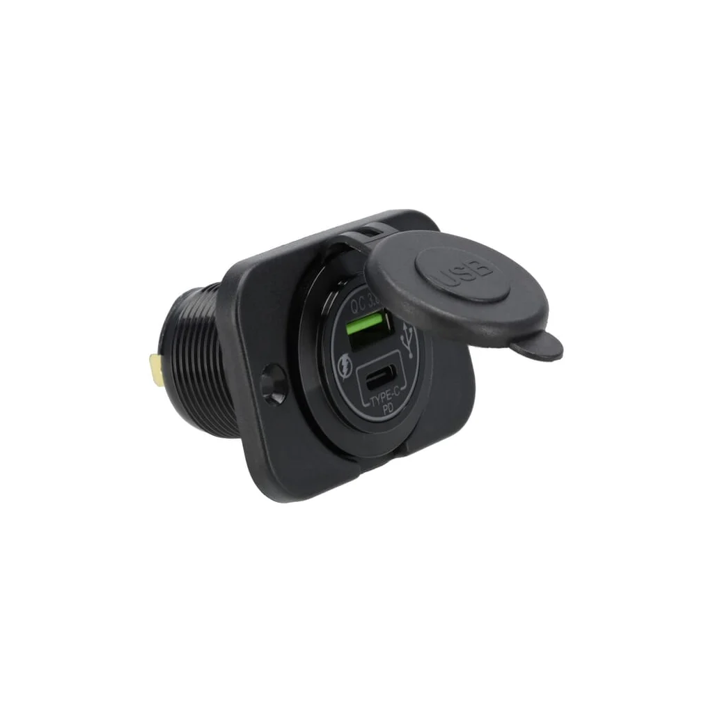 Mufă USB-C + USB-A 12/24V pentru montare încastrată GSM052