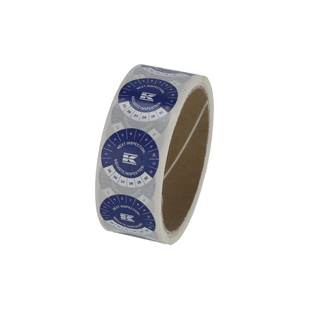 Rolă de autocolante „Inspecție valabilă până la” EN+DE, albastru KEC1ED