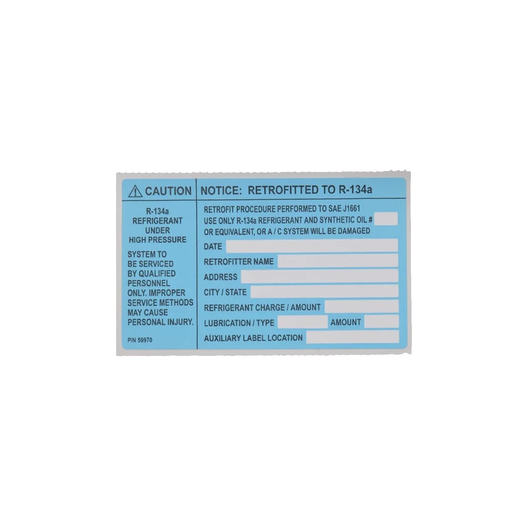 Etichetă echipament de modificare sistem aer condiţionat KL070011