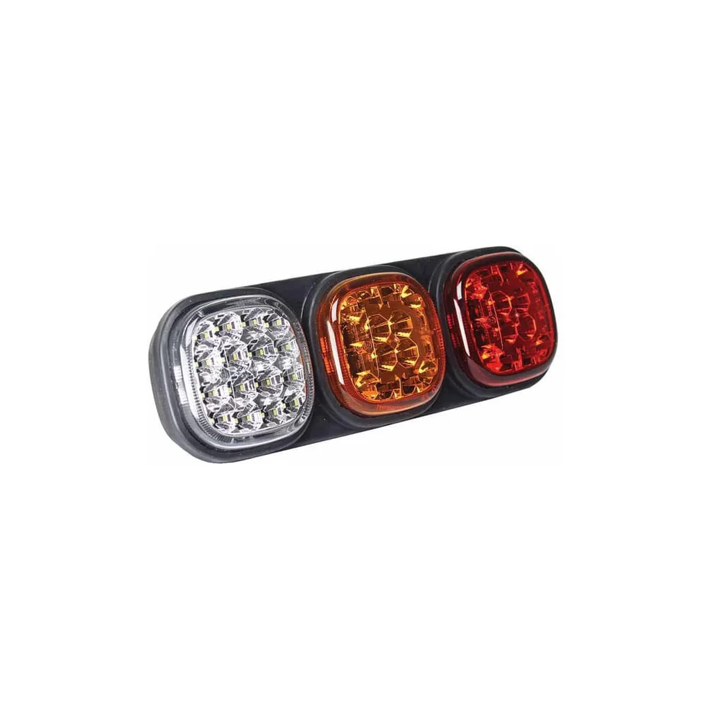 Lumină spate LED, rectangulară, 12/24V, alb/chihlimbar/roșu, prindere cu șuruburi, Britax L1300LDV