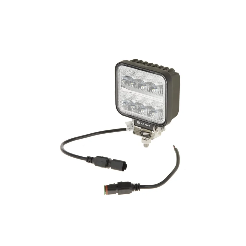 Lumină de lucru LED, 19W, 3360lm, pătrată, 10/110V, 110x130x41mm, Deutsch 2 pini, tip flood (inundație), 16 LED-uri, Kramp LA100961