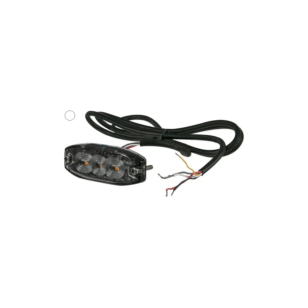 Lampă de avertizare intermitentă LED, dreptunghiulară, 10/30V, albă, 82x30x9mm, 3 LED-uri, Kramp LA20073W