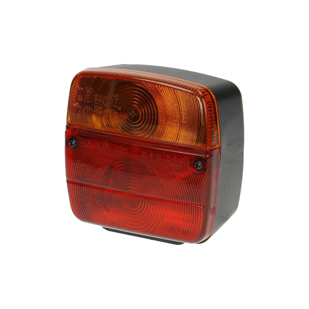 Lampă spate pătrată 12/24V roșu/galben cu șurub 105x100x52mm LA11003