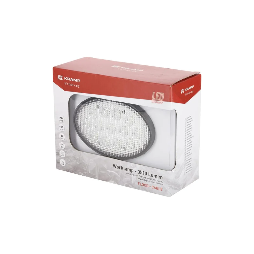 Lampă de lucru LED 39W 3510lm ovală 10/30V 144x69,4x98mm tip flood 13 LED-uri Kramp LA10039