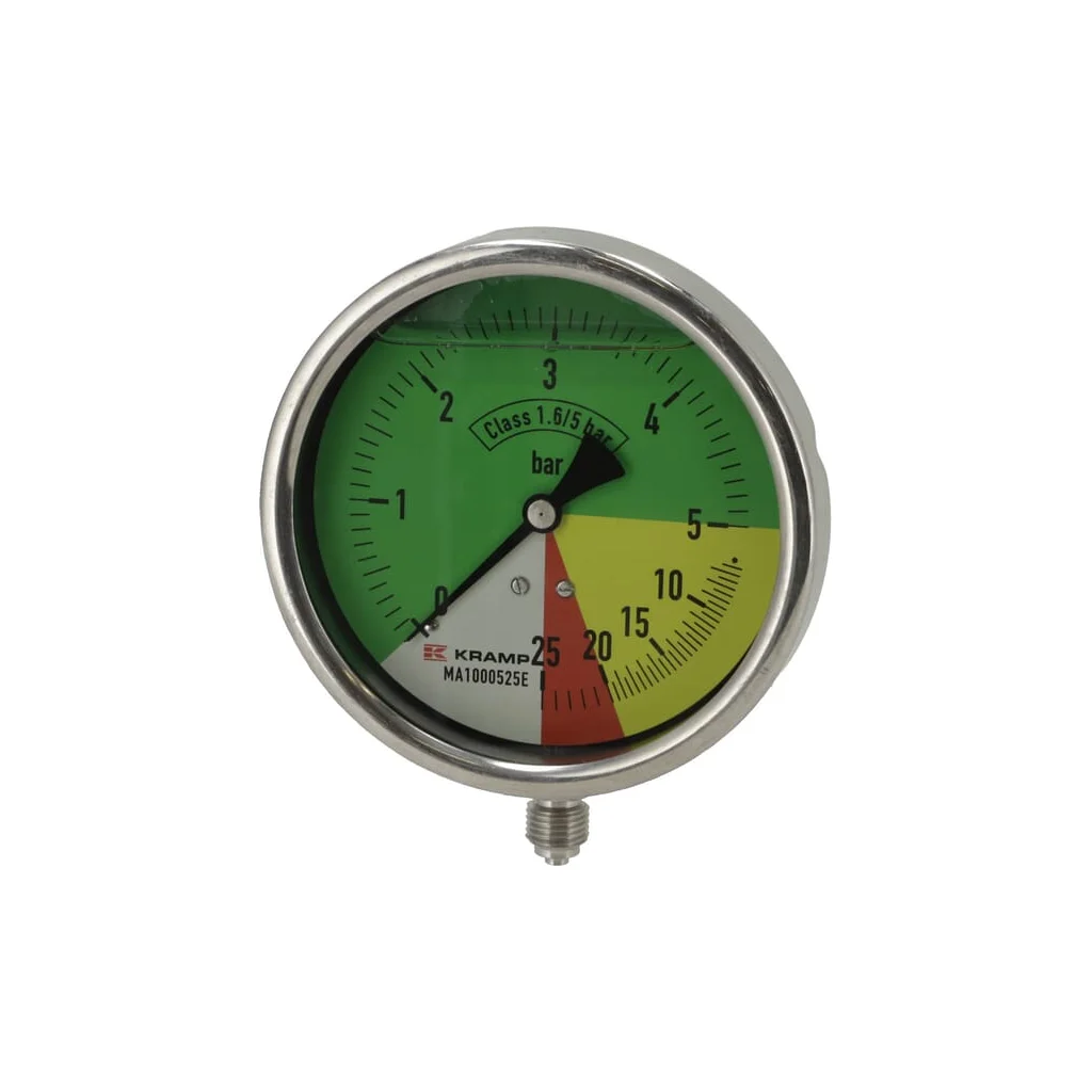 Manometru diametru 100mm 0-5-20-25 1/4" BSP conexiune inferioară MA100525E