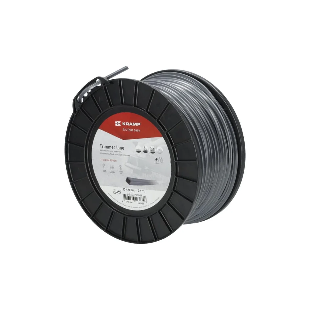 Fir de tăiere diametru 4mm, 72m, pătrat, gri, Titanium Power, Kramp NL4072TSKR
