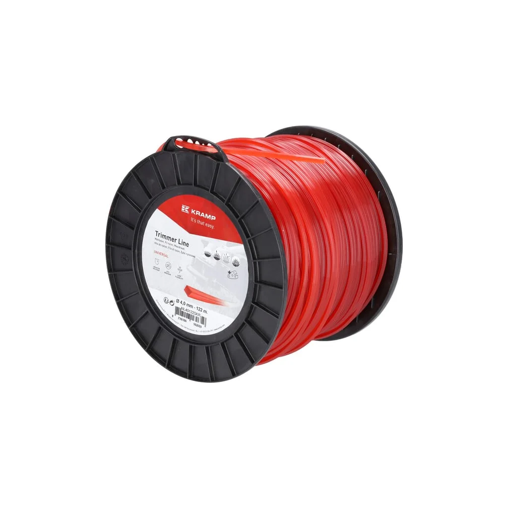 Fir de tăiere diametru 4mm, 122m, pătrat, roșu, Kramp NL40122SKR